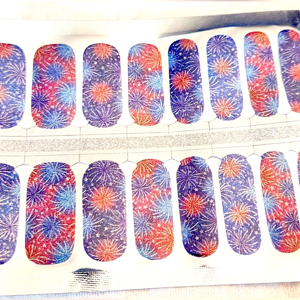 Glitter Fireworks Patriotic nail wraps